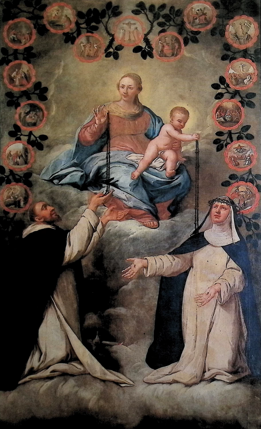 Giacomo Ceruti, il Pitocchetto - 385, Madonna del Rosario, i Santi Domenico, Teresa e i Misteri, Chiesa di Santa Maria ad Elisabetta, Artogne